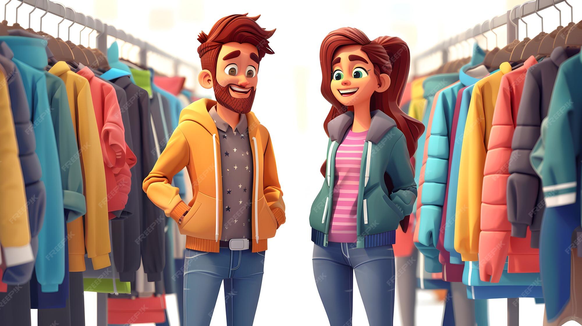 Premium Photo | Exciting 3D Cartoon Shoppers Scouring HalfYear Sale 