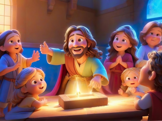 Exciting 3d image of Jesus teaching bright and vivid colors