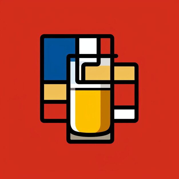 Exciting Brown Ale Logo With Vibrant Colors Inspired By Mondrian