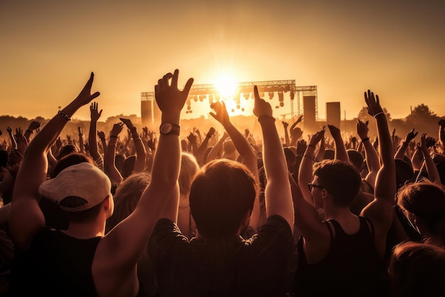 Exciting image of crowd enjoying summer music festival