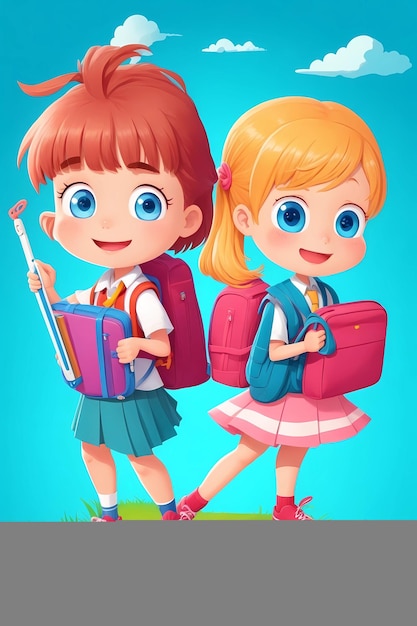 Exciting Learning Cartoons of Educating School Children