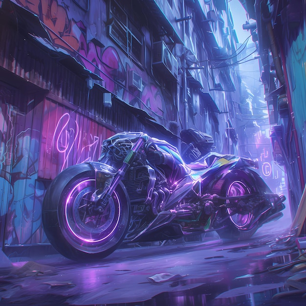 Exciting Urban Adventure on a Cyberpunk Motorcycle