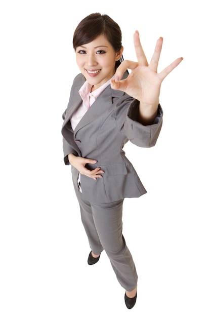 Exciting young business woman smiling