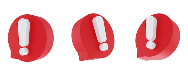 Фото Восклицательный знак пузырь 3d рендеринг красный и белый речевой пузырь знак внимания предупреждающий знак