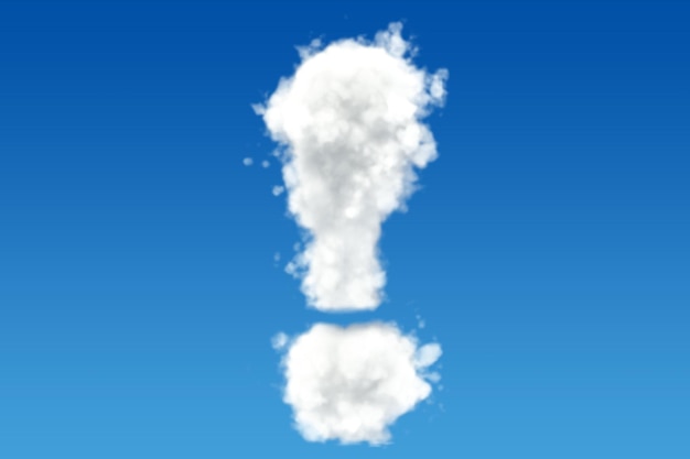 exclamation mark from clouds in the sky 3D rendering