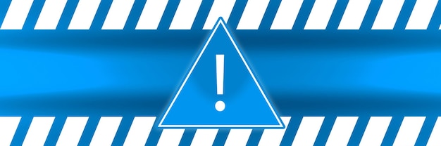 写真 三角形のフレームに感嘆符注意注意危険標識と注意を引く警告線危険警告