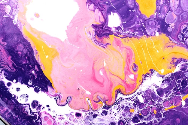 Эксклюзивный красивый рисунок абстрактный флюидный художественный фон Поток смешивания многоцветных красок, смешивающихся вместе Пятна и полосы текстуры чернил для печати и дизайна