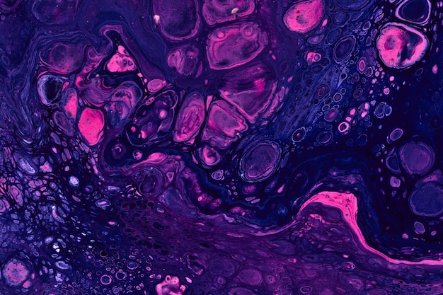 Exclusive beautiful pattern abstract fluid art background Flow of blending purple pink paints mixing together Blots and streaks of ink texture for print and design