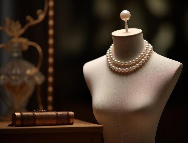 Photo an exclusive pearl necklace on a mannequin