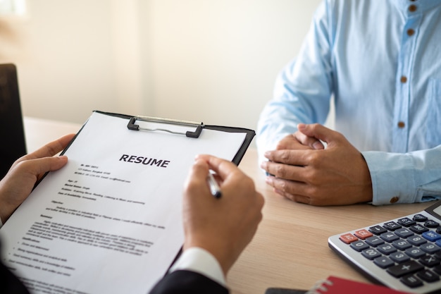 Executive boss interviewing candidate