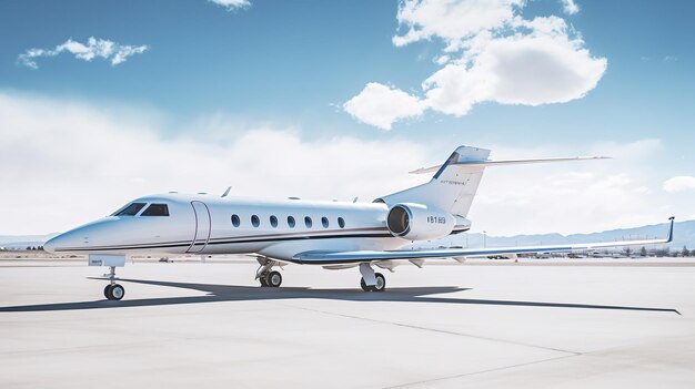 Executive Private Jet Soaring High in the Blue Sky AI Generated