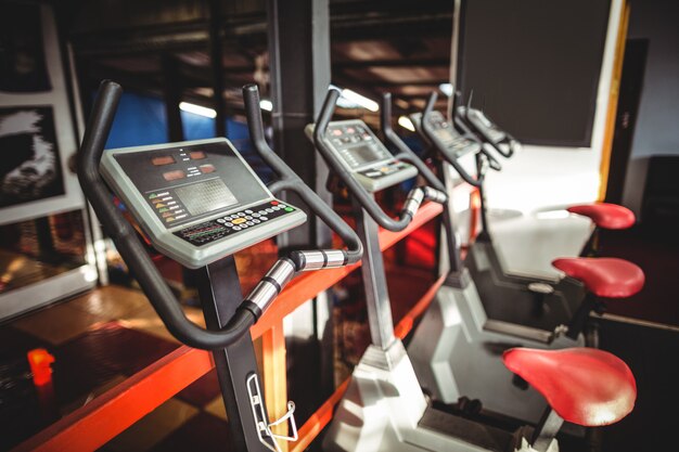 Exercise bicycles in fitness club