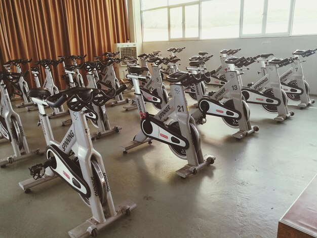 Exercise bikes in gym