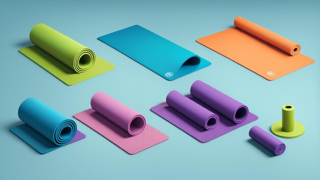 Photo exercise equipment yoga mat element collection