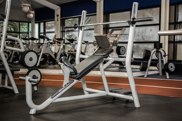 Exercise machines in a gym