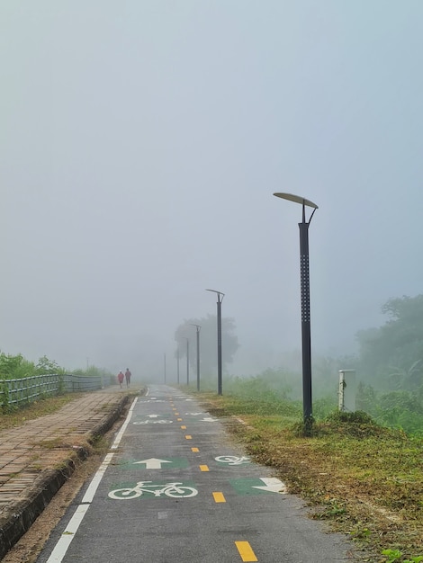 Sul percorso di esercizio al mattino c'è una nebbia