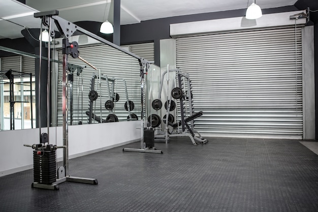 Photo exercise room with shutters and mirrors