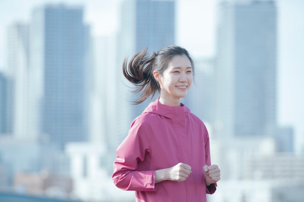 Exercising asian woman