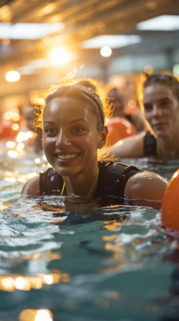 Photo exercising in the water during the remobilization lesson