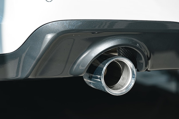 Exhaust pipe of the new luxury car close up