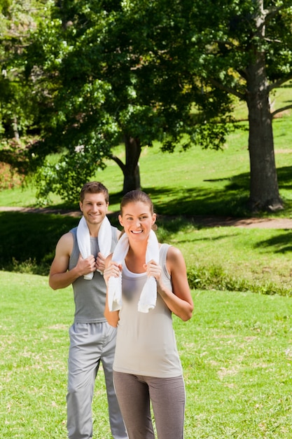 Exhausted couple in the park