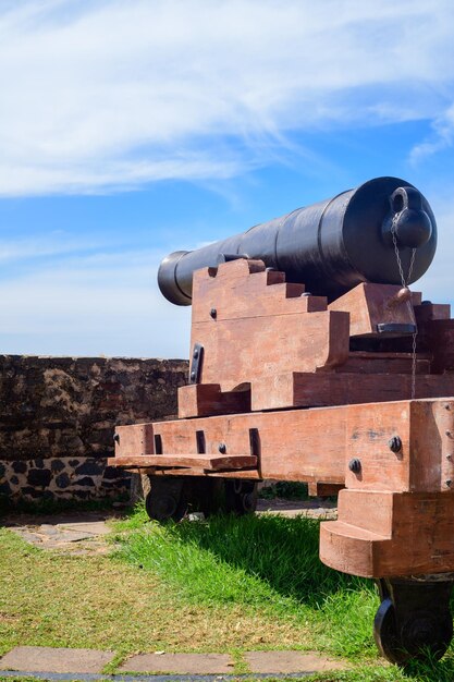 Photo exhibition of an old artillery gun in galle fort closeup shot