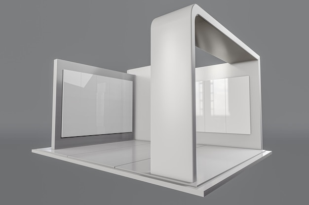 Foto stand espositivo per mockup progettazione displaystand vuoto designstand al dettaglio illustrazione 3d