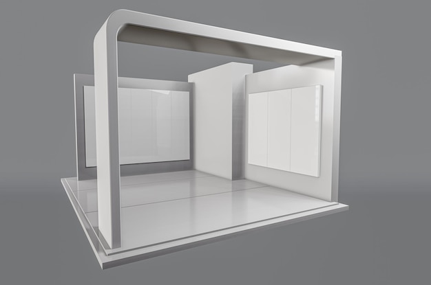 Foto stand espositivo per mockup progettazione displaystand vuoto designstand al dettaglio illustrazione 3d