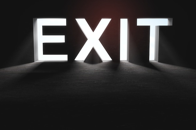 Exit inscription illuminated