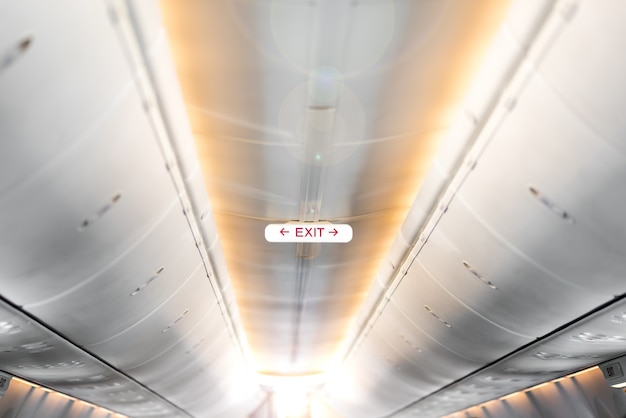 Exit sign in an aircraft interior