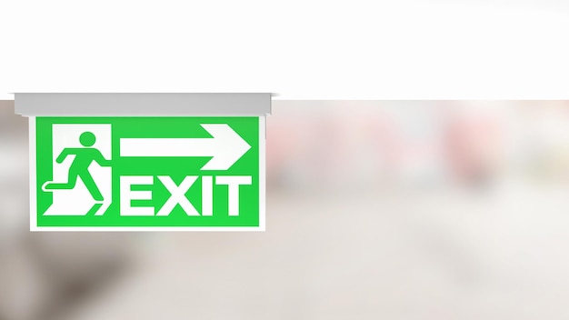 Photo the exit sign for background concept 3d rendering