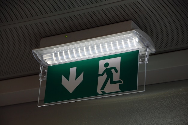 Photo exit sign closeup