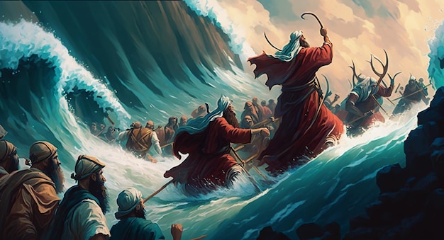 Exodus of the bible Moses crossing the Red Sea