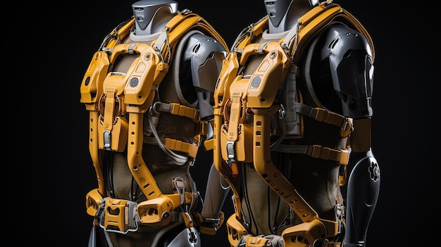 Exoskeletons wearable robotics strength enhancing devices solid color background