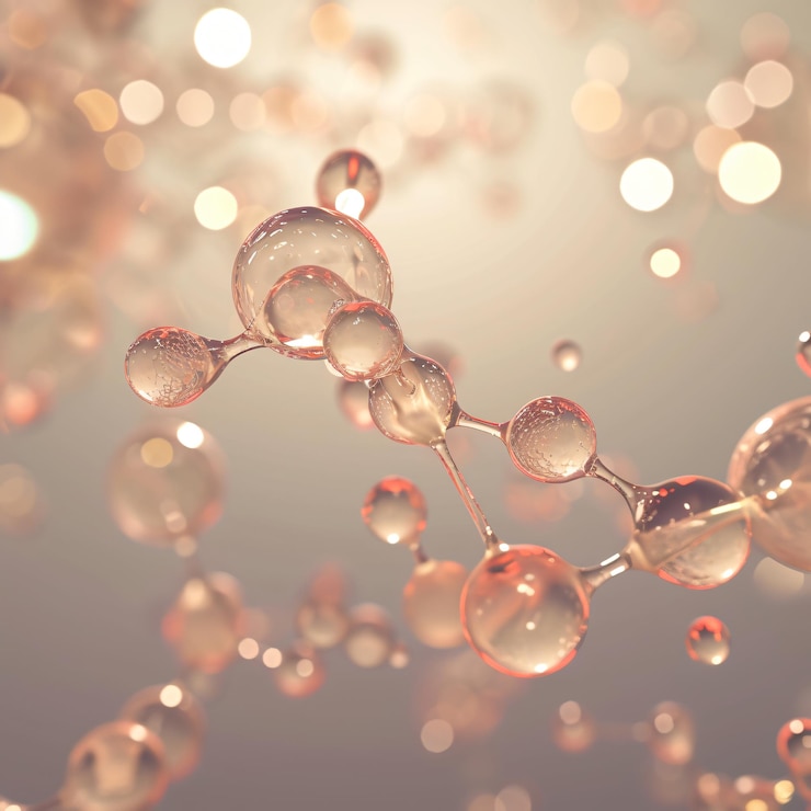 exosome molecule 3d render photorealistic light background floating microscopic DOF