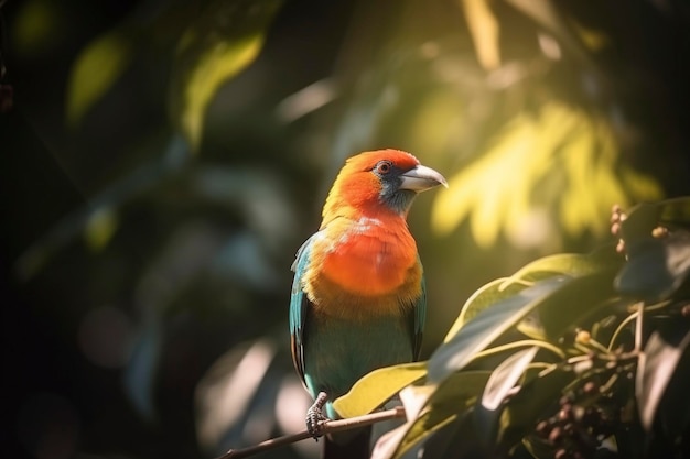 exotic bird in a tropical garden