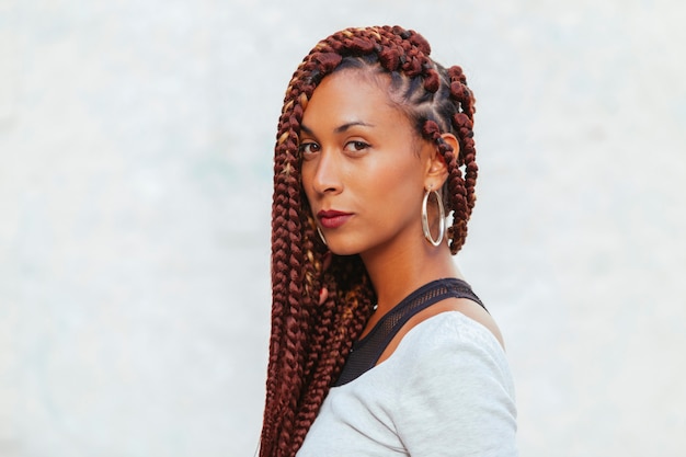 Photo exotic black woman with long braids