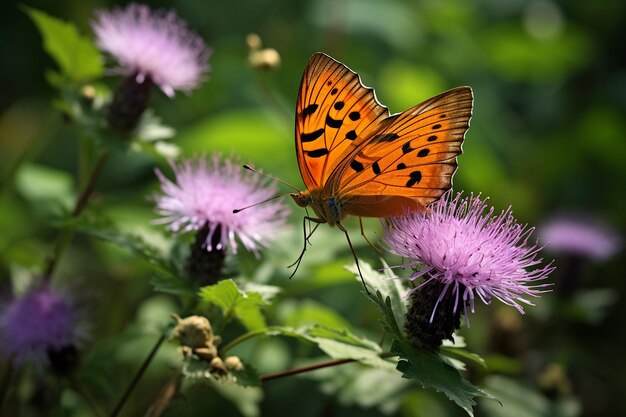 Exotic Butterfly on Wildflowers