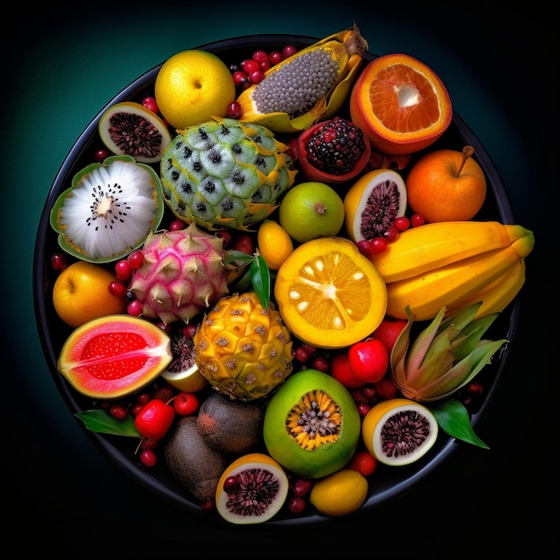 Exotic and Colorful Platter of Rare Fruits