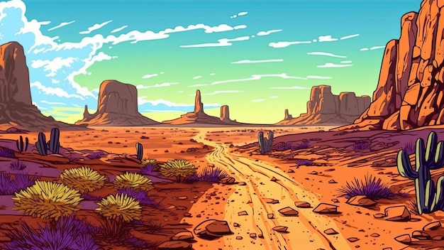 Экзотические пейзажи пустыни Фантастическая концепция Иллюстрация живопись