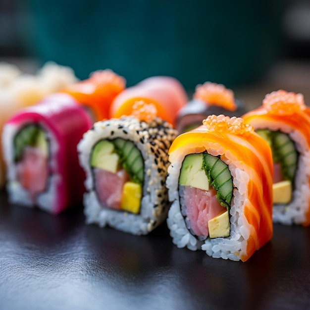 Exotic Flavors of Colorful Japanese Sushi