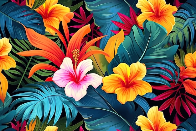 exotic flower pattern background AI generated