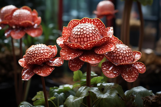 이국적인 꽃인 라플레시아 아르놀디(Rafflesia Arnoldii)는 세계에서 가장 크고 희귀한 꽃입니다.