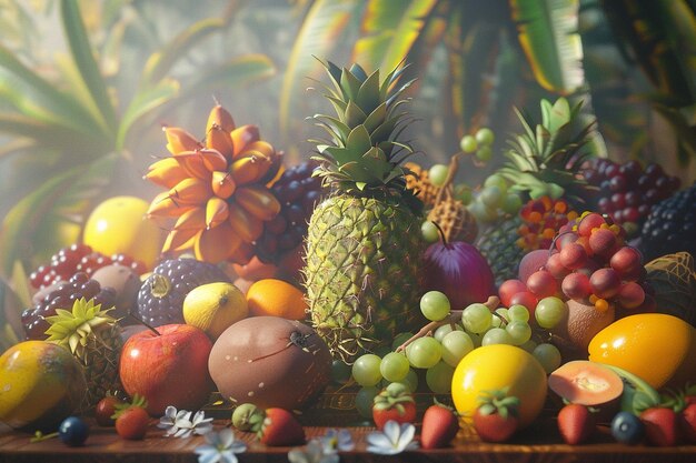 Exotic fruits arranged in artistic displays octane