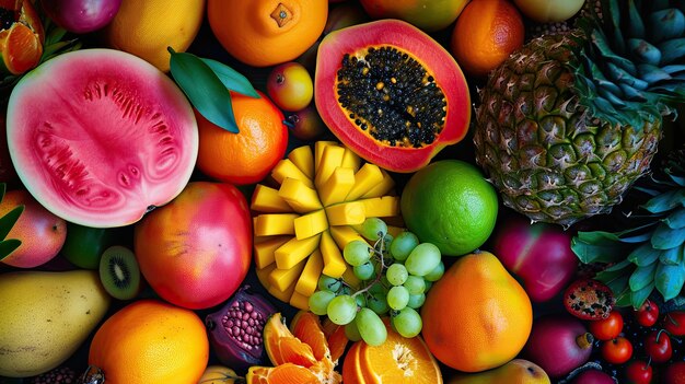 Foto exotic fruits assortment generative ai