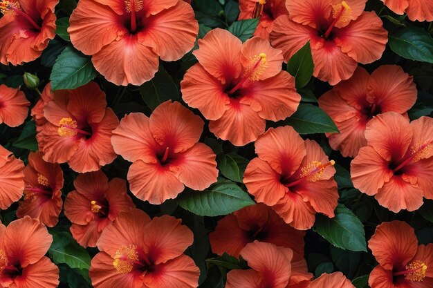 Exotic hibiscus flowers filling the frame