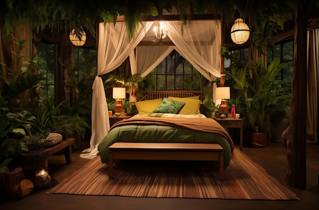 Exotic JungleThemed Bedroom Interior