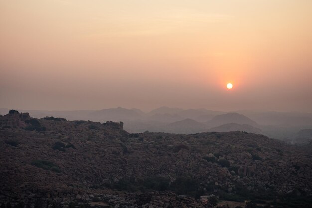 Exotic landscape in hampi india sunrise sunset hills