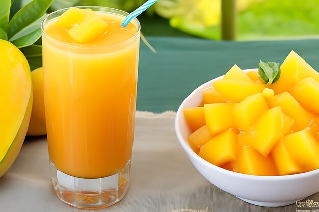 Exotic mango tango homemade fruit juice