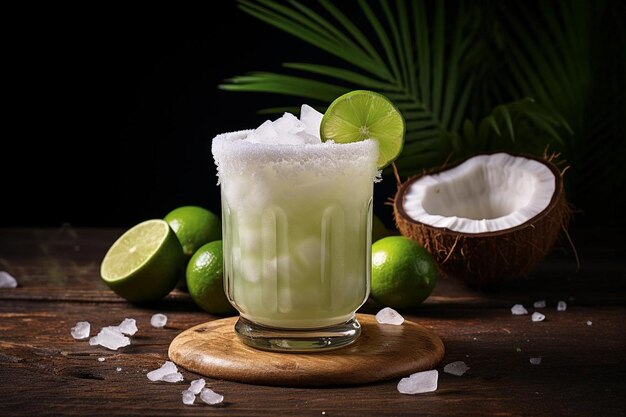 Photo exotic margarita with coconut flakes